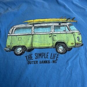 Simple Life Vintage Van Bus T-shirt Outer Banks NC OBX EUC Blue Comfort Color‎